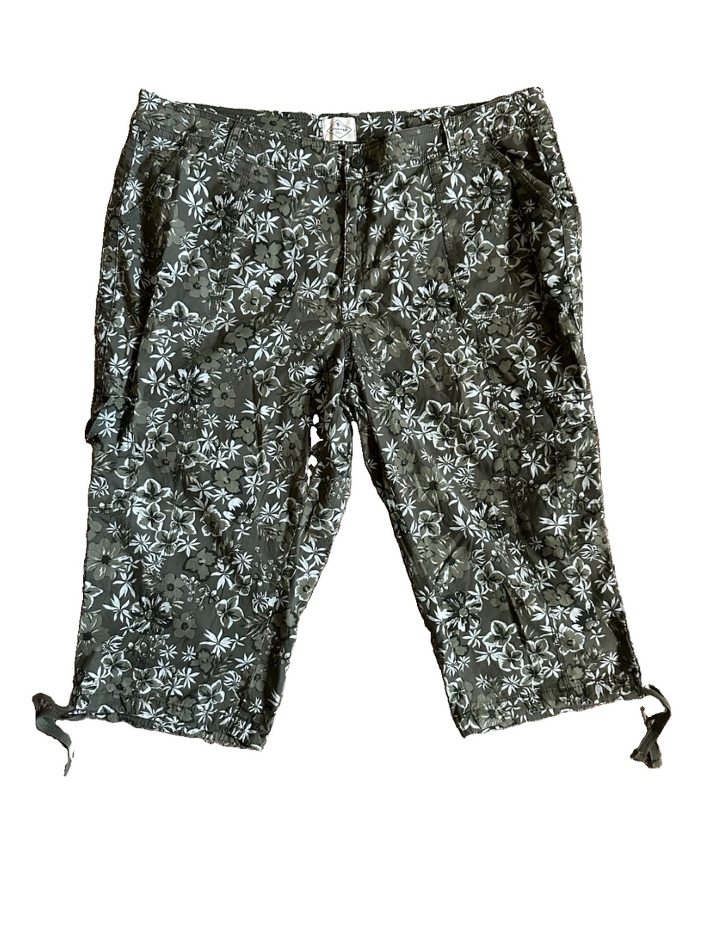 Tropical Cargo Capri Pants 98% Cotton 2% Spandex Women’s Size 20W - OLIVE GREEN